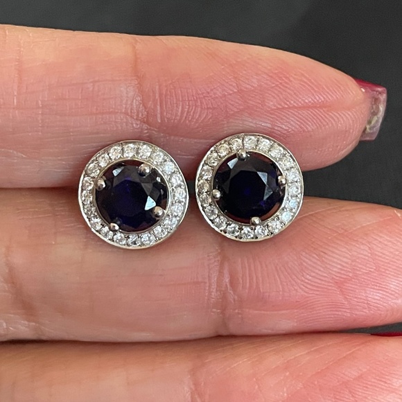 CZ Silver Interchangeable Halo Stud Earrings - Picture 2 of 5